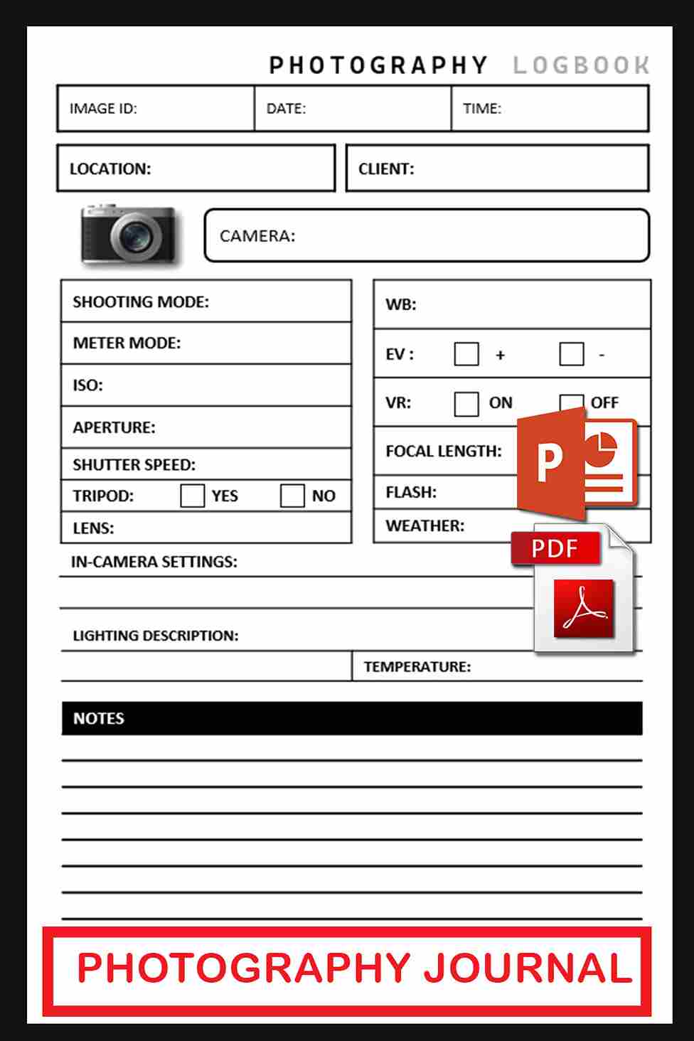 Printable Photography Journal Template